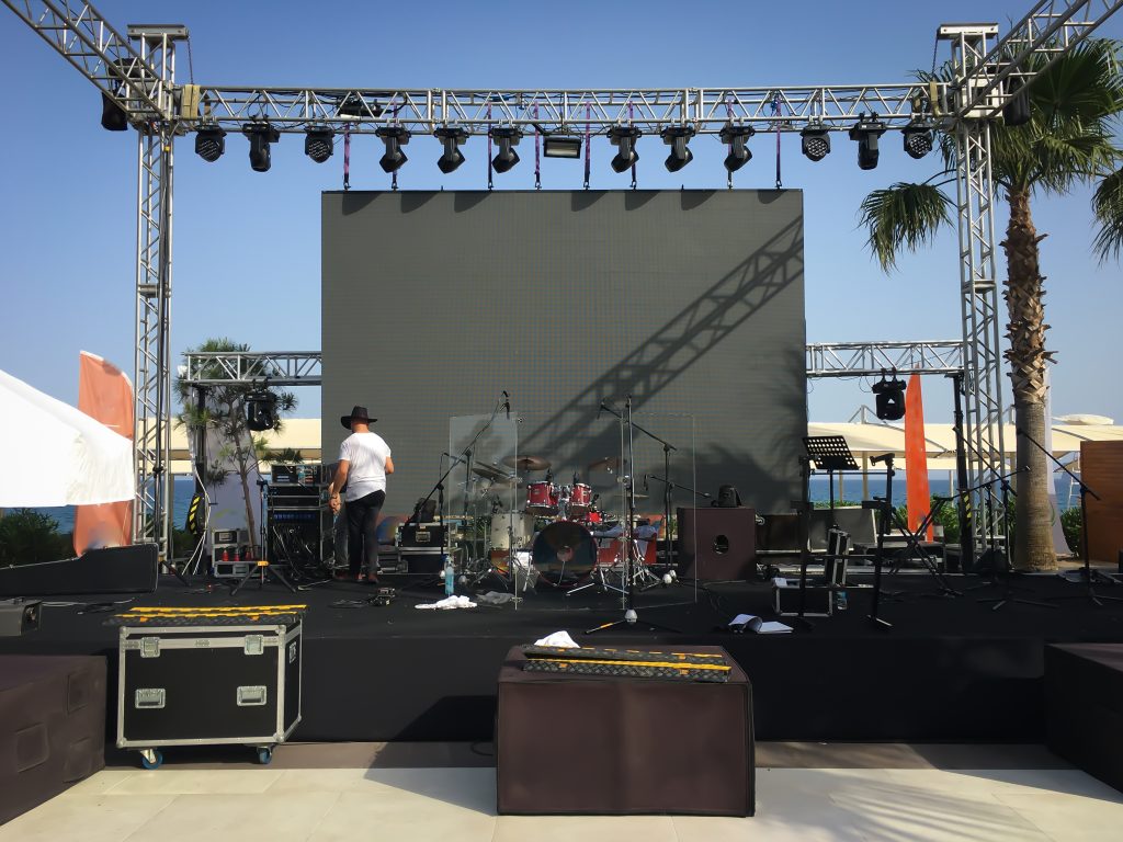 Open,Air,Show,Stage,Set,Up,With,Led,Screen,,Sound